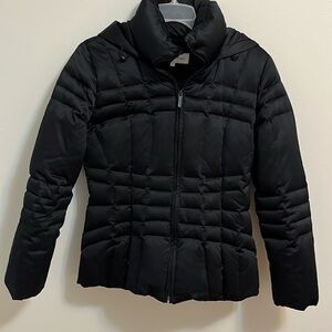 Calvin Klein hooded puffer jacket woman’s Small black lined pockets warm outdoor